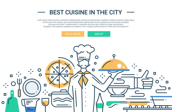 Best Cuisine in the City - line design site banner — стоковый вектор