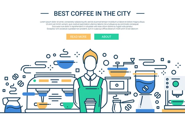 Best Coffee Shop In the City - banner del sito web — Vettoriale Stock