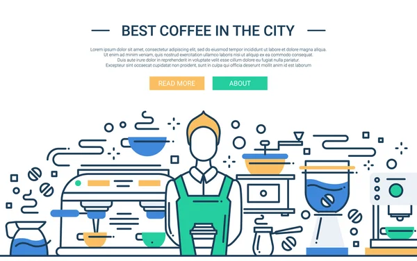 Melhor café na cidade - banner do site — Vetor de Stock