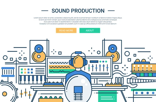 Sound Production - șablon banner de antet site-ul web — Vector de stoc