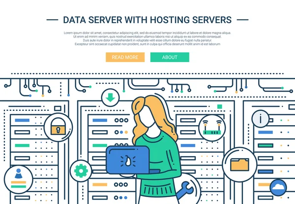数据服务器和托管-线设计网站标题 — 图库矢量图片