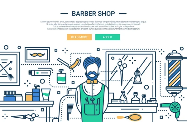 Baerber Shop In the City - баннер сайта — стоковый вектор