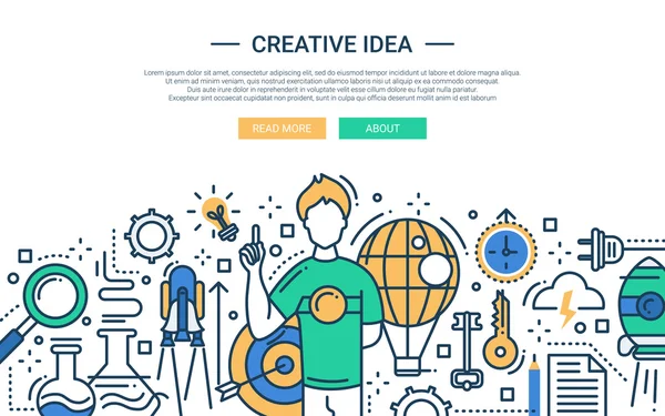 Idea creativa - banner del sitio web de diseño de línea — Vector de stock