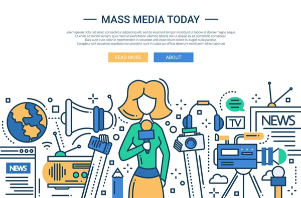 Mass Media Today - line design website header — Stock Vector