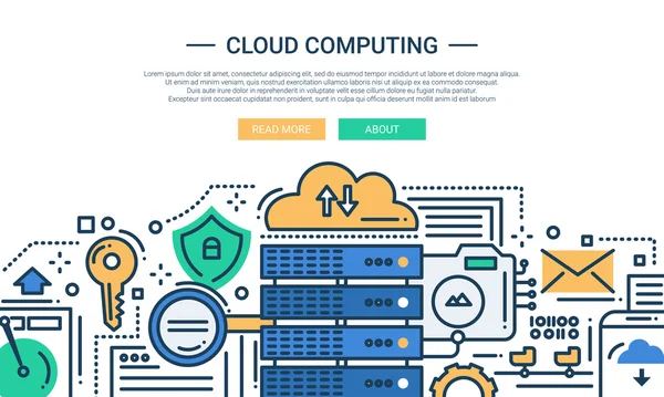 Cloud Computing adalah banner situs web desain baris - Stok Vektor