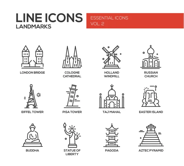 World landmarks icons set — Stock Vector