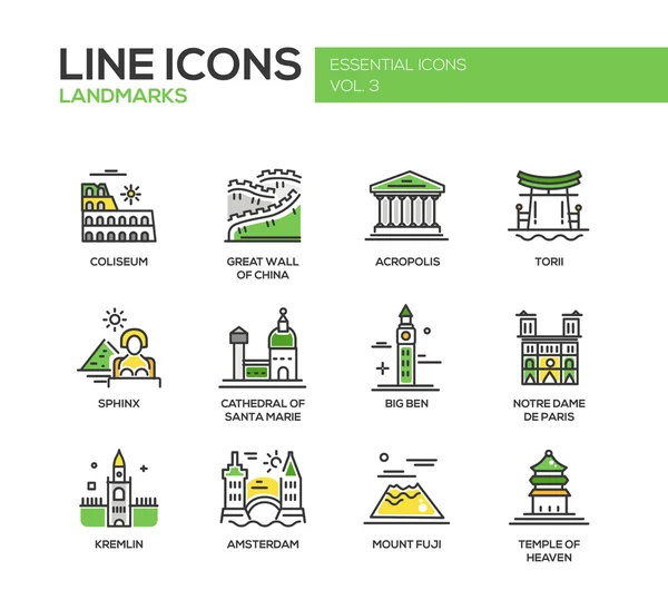World landmarks icons set — Stock Vector