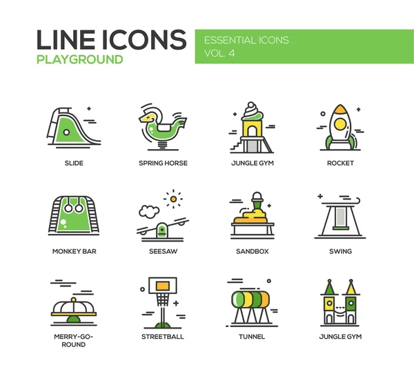 어린이 놀이터 선 디자인 아이콘 세트 — 스톡 벡터