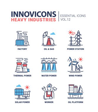 Ağır sanayi satırı tasarım Icons set