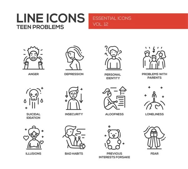 Gençlik sorunları-line tasarım Icons set
