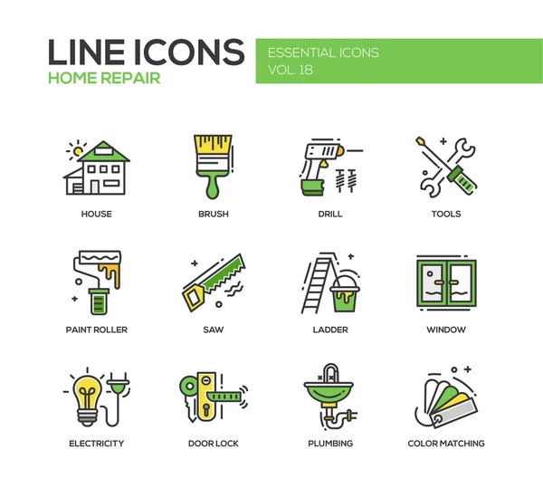 Home riparazione linea di icone di design set — Vettoriale Stock