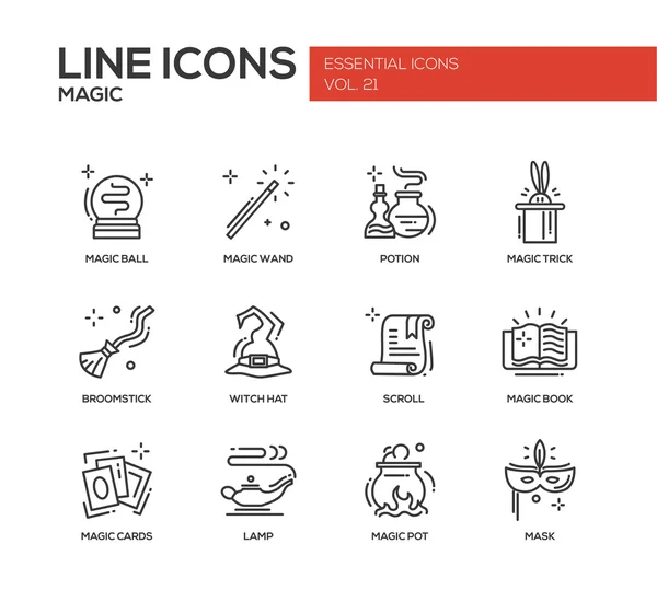 Magia - conjunto de iconos de diseño de línea Ilustración De Stock