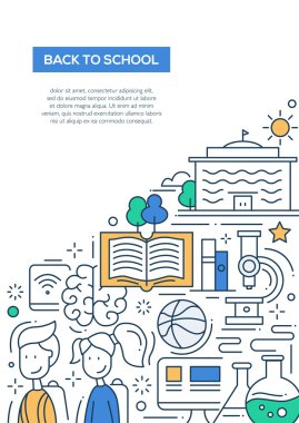 Scool, education line design composition