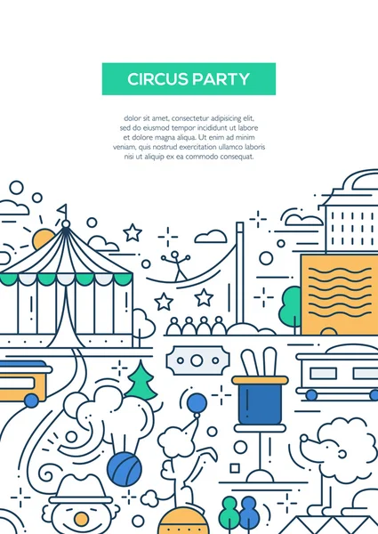 Circus, carnaval partijlijn ontwerp samenstelling — Stockvector