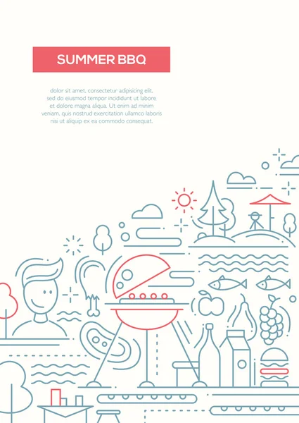Cartel de diseño de barbacoa y picnic de verano — Vector de stock