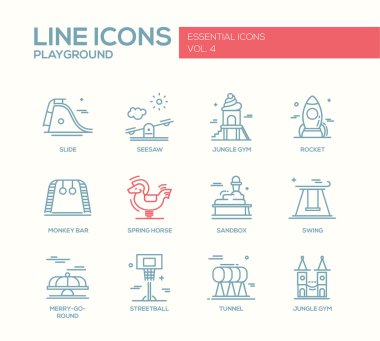 Çocuk Bahçesi çizgi tasarım Icons set