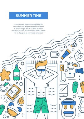 Yaz saati - satırı tasarım broşür poster şablonu A4