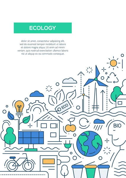 Ecología - diseño de línea folleto cartel plantilla A4 — Vector de stock