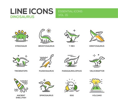 Dinozorlar türler-line tasarım Icons set