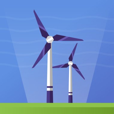 Rüzgar enerjisi - düz tasarım tek simge