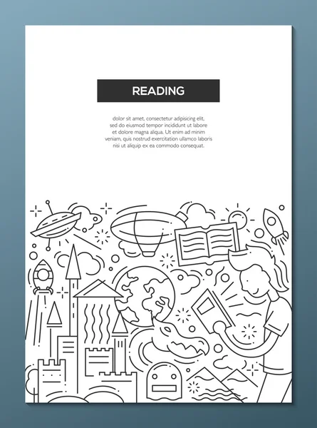 Čtení - design brožury plakát šablona A4 — Stockový vektor
