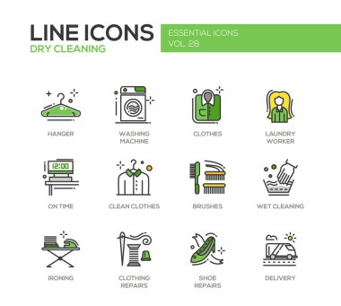 Çamaşır, Çamaşırhane - satırı tasarım Icons set