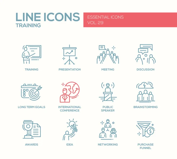 Business Training - set di icone per il design della linea — Vettoriale Stock