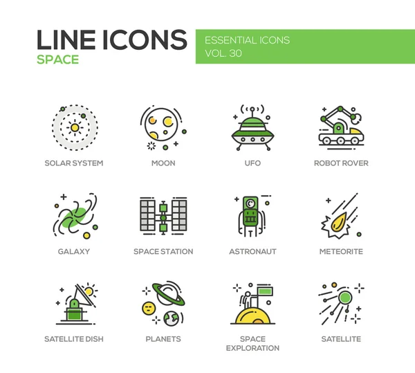 Space - satırı tasarım Icons set — Stok Vektör