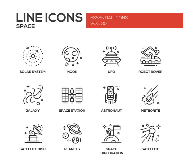 O espaço conjunto de ícones de design de linha — Vetor de Stock