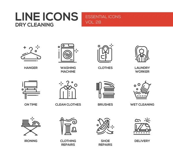 Laundry - line design icons set — Stock Illustration Laundry - line design icons set Stock Illustration