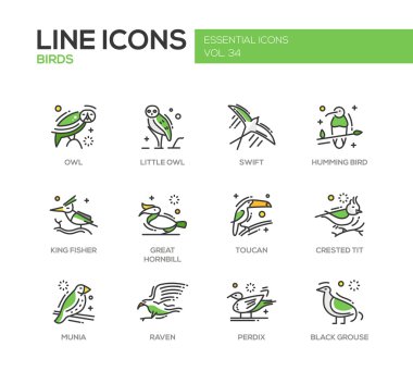 Kuşlar - satırı tasarım Icons set