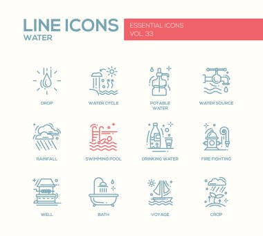 Su - satırı tasarım Icons set