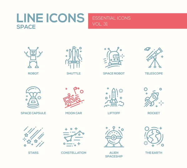 De Space - lijn ontwerpset pictogrammen — Stockvector
