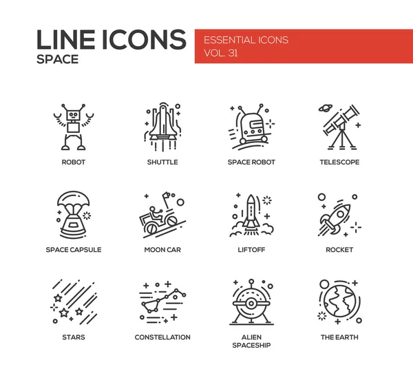 L'espace - ensemble d'icônes de conception de ligne — Image vectorielle