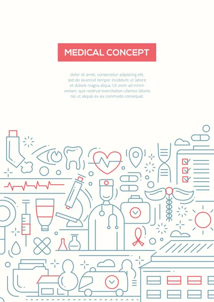 Medical Concept - plantilla de póster de folleto de diseño de línea A4 — Vector de stock