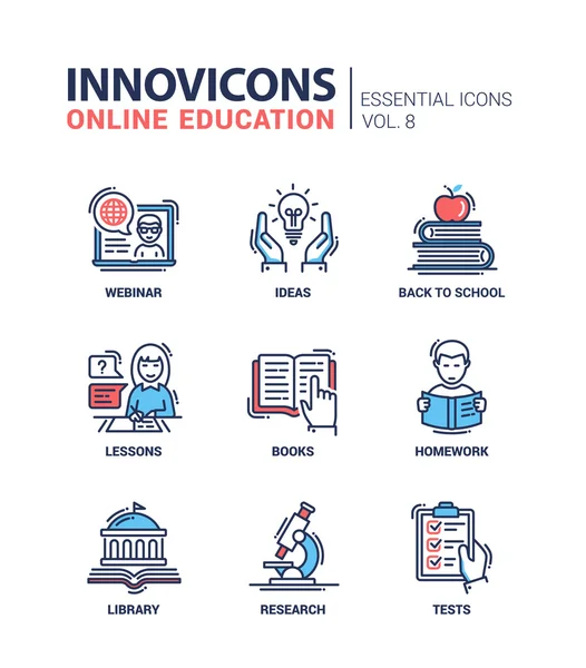 Online Eğitim satırı tasarım Icons set