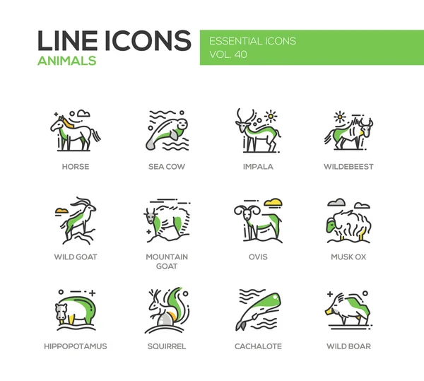 Animals - line design icons set — Stock Vector