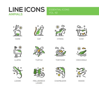 Hayvan - satırı tasarım Icons set