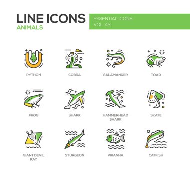 Hayvan - satırı tasarım Icons set