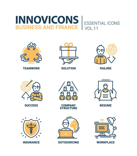Conjunto de iconos de diseño de línea de negocio y fnance — Vector de stock