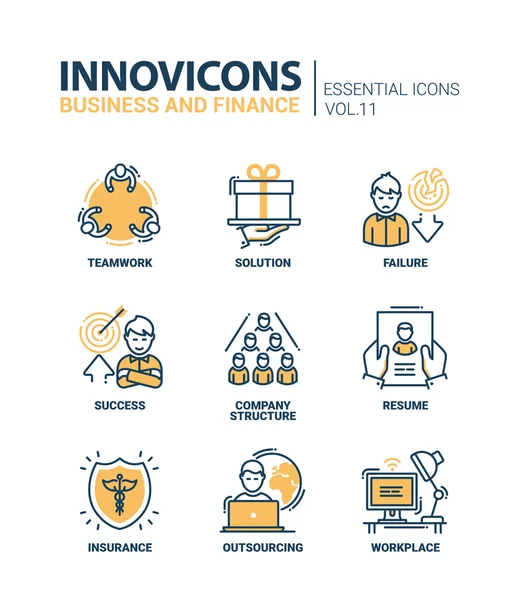 Ensemble d'icônes de conception de ligne d'affaires et de fnance — Image vectorielle