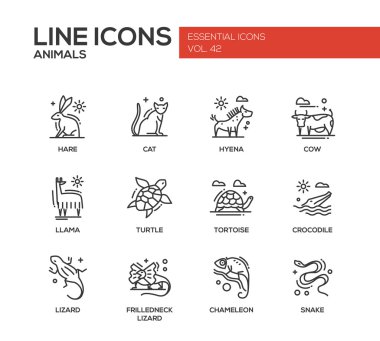 Hayvan - satırı tasarım Icons set