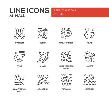 Hayvan - satırı tasarım Icons set