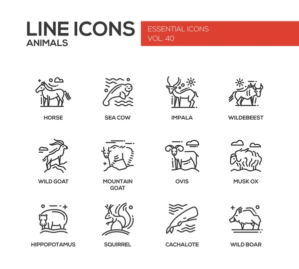 Animali - set icone di design linea — Vettoriale Stock