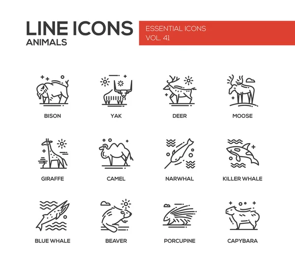 Hayvan - satırı tasarım Icons set — Stok Vektör