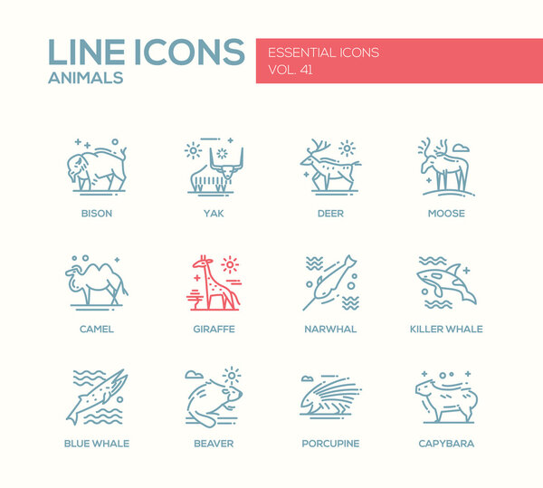 Animals - line design icons set