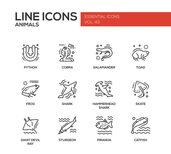 Animais - conjunto de ícones de design de linha —  Vetores de Stock