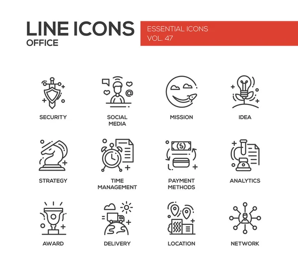 Business - flat design line icons set — Stock Vector