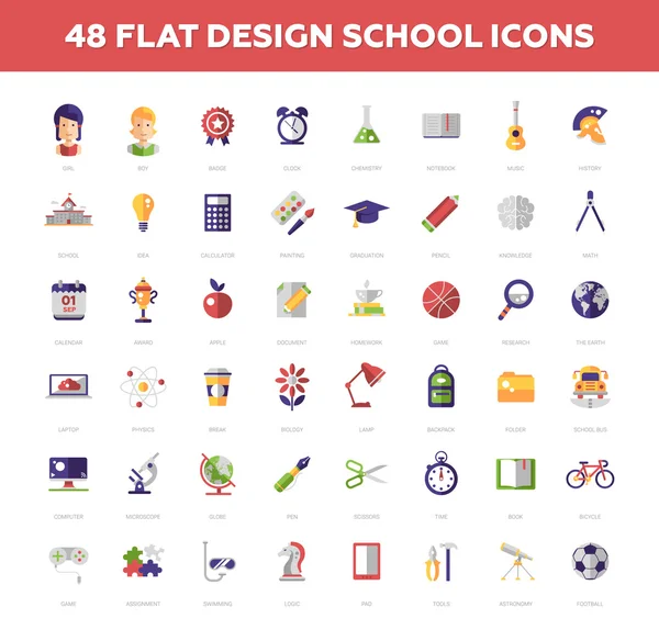 School and Education flat design icons circle composition — Stock Vector