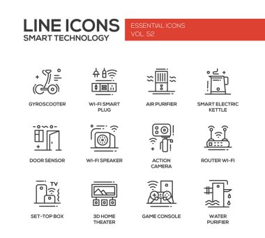Akıllı teknoloji-line tasarım Icons set